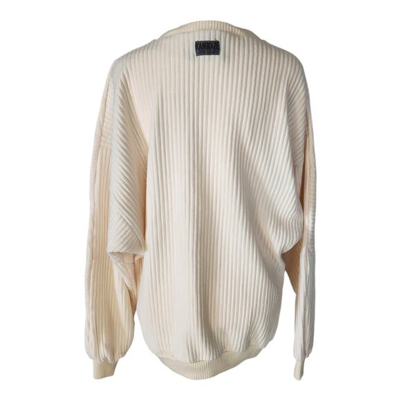 Vintage Kamikaze Cotler 80 90s Off White Ribbed 3D Slouch Sweatshirt Women Large - Picture 2 of 7